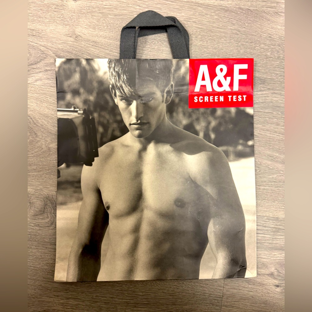 Abercrombie & Fitch Vintage Shopping Bag Male Model Abs Screen Test 14” X 15.5”